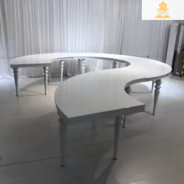 White Serpentine table with Bubble Legs framed with White Glossy top - Image 3