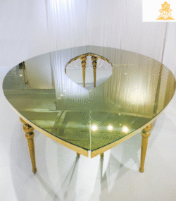 Teardrop Table With Gold Bubble Legs & Frame with mirror top - Image 5