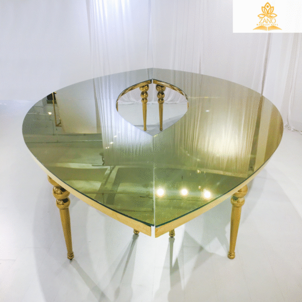 Teardrop Table With Gold Bubble Legs & Frame with mirror top - Image 6