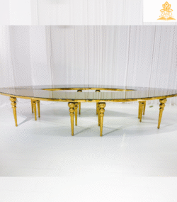 Teardrop Table With Gold Bubble Legs & Frame with mirror top