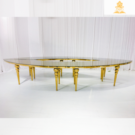 Teardrop Table With Gold Bubble Legs & Frame with mirror top