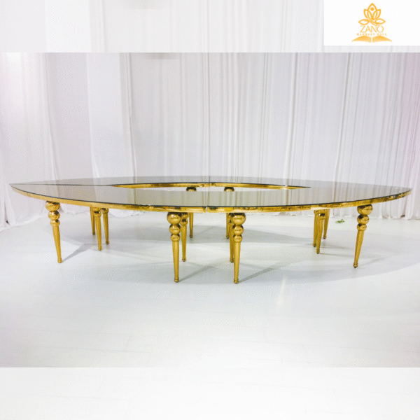 Teardrop Table With Gold Bubble Legs & Frame with mirror top - Image 5