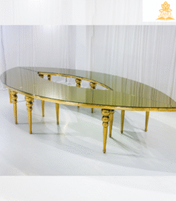 Teardrop Table With Gold Bubble Legs & Frame with mirror top - Image 2