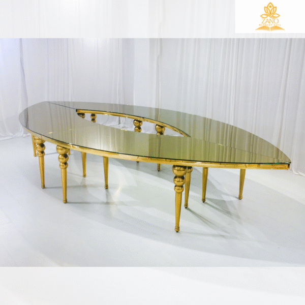 Teardrop Table With Gold Bubble Legs & Frame with mirror top - Image 3