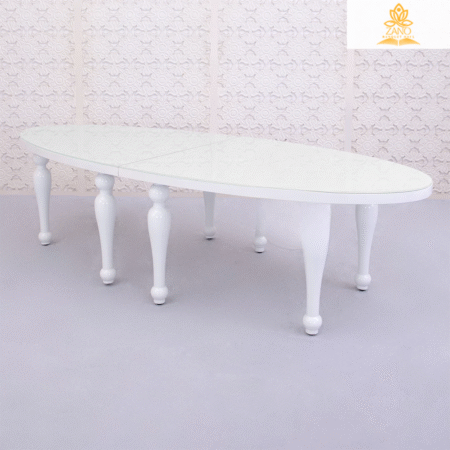White Oval table with Bubble Leg and Mirror Top