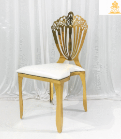 Luxury Crown Back Chair with White PU Cushion - Image 3
