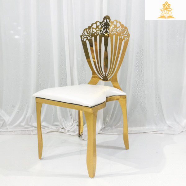 Luxury Crown Back Chair with White PU Cushion - Image 3