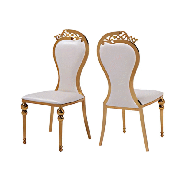 Luxury Regal Back Dining Chair with White PU Cushion - Image 3