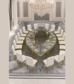 Teardrop Table With Gold Bubble Legs & Frame with mirror top - Image 7