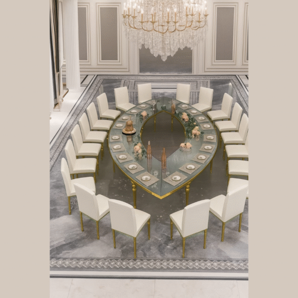 Teardrop Table With Gold Bubble Legs & Frame with mirror top - Image 7