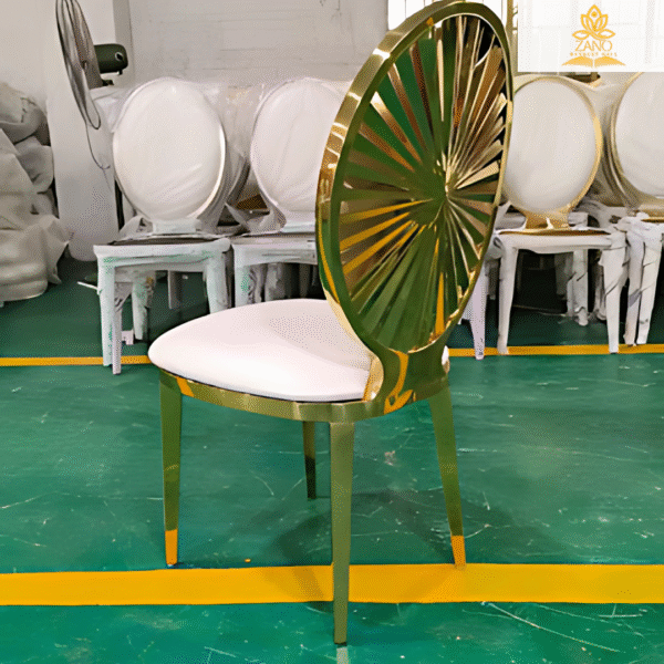 Sunburst Luxury Chair with White PU Cushion - Image 3