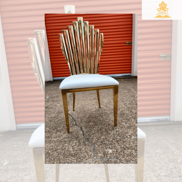 Luxury Pipe-Back Stainless Steel Chair with White PU Cushion - Image 2
