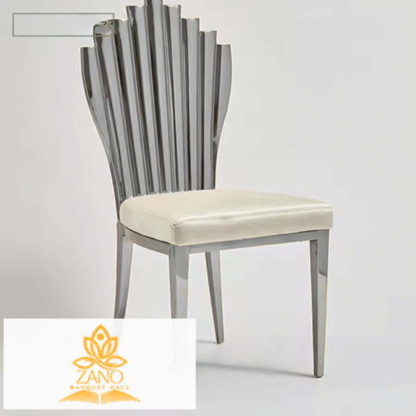 Luxury Pipe-Back Stainless Steel Chair with White PU Cushion - Image 3